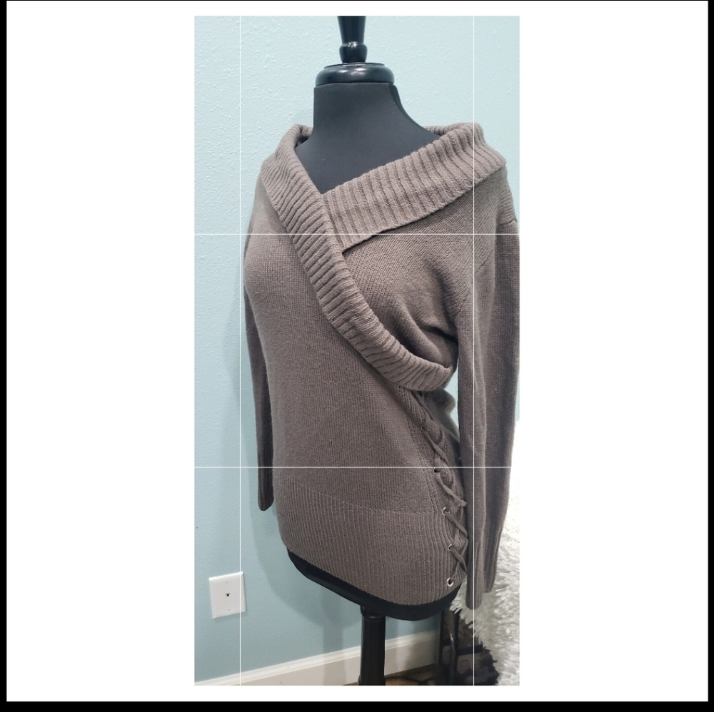 V Neck Tie Waist Wrap Sweater